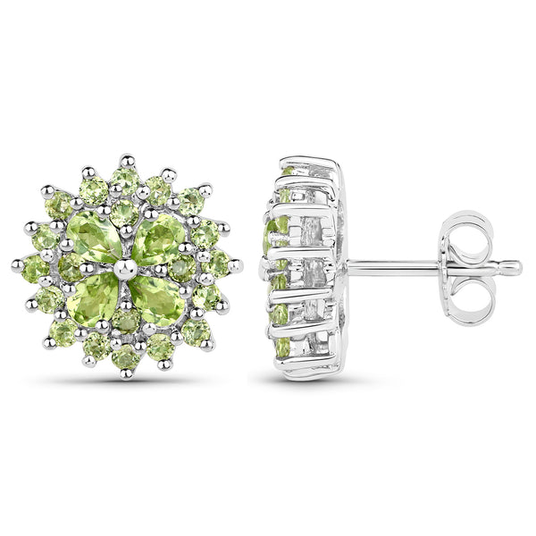 2.16 Carat Genuine Peridot and Peridot .925 Sterling Silver Earrings