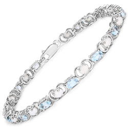 4.81 Carat Genuine Blue Topaz and Opal .925 Sterling Silver Bracelet