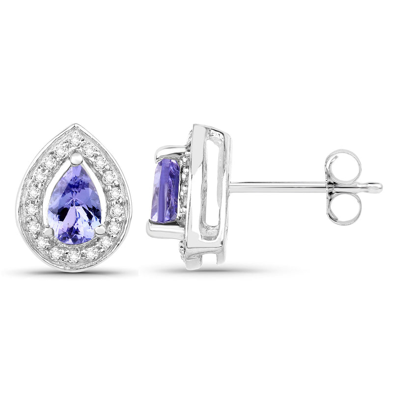 1.06 Carat Genuine Tanzanite and White Topaz .925 Sterling Silver Earrings