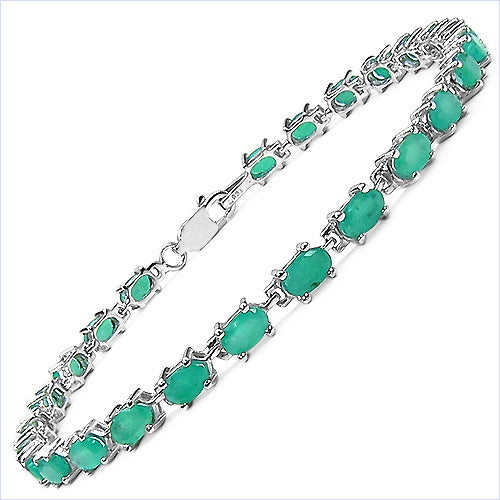 6.70 Carat Genuine Emerald Sterling Silver Bracelet