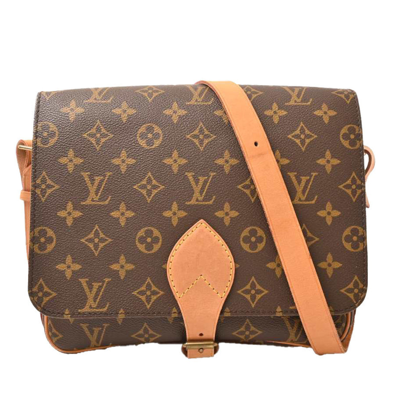 LOUIS VUITTON Monogram Cartouchiere GM Shoulder Bag Brown PVC Leather