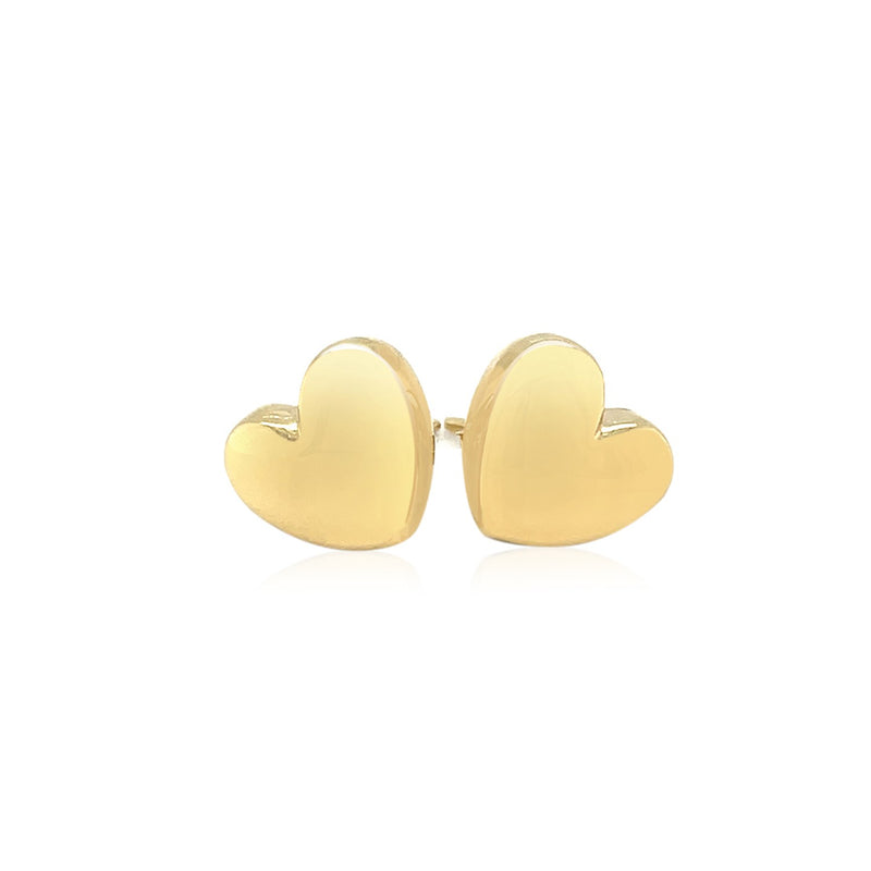 14k Yellow Gold Puffed Heart Shape Shiny Earrings