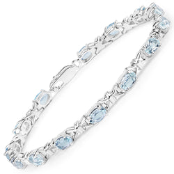 5.60 Carat Genuine Aquamarine .925 Sterling Silver Bracelet