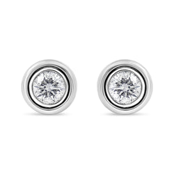 10K White Gold 1/5 Cttw Lab Grown Round Brilliant-Cut Diamond Modern Bezel-Set Stud Earring (F-G Color, VS2-SI1 Clarity)