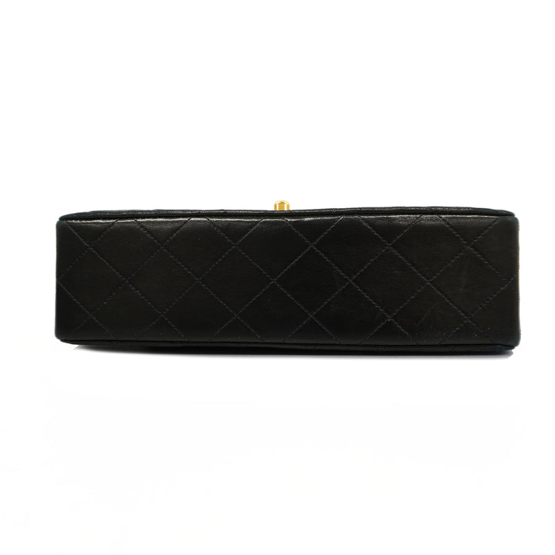 Auth Chanel Matelasse W Flap W Chain Womens Leather Shoulder Bag Black