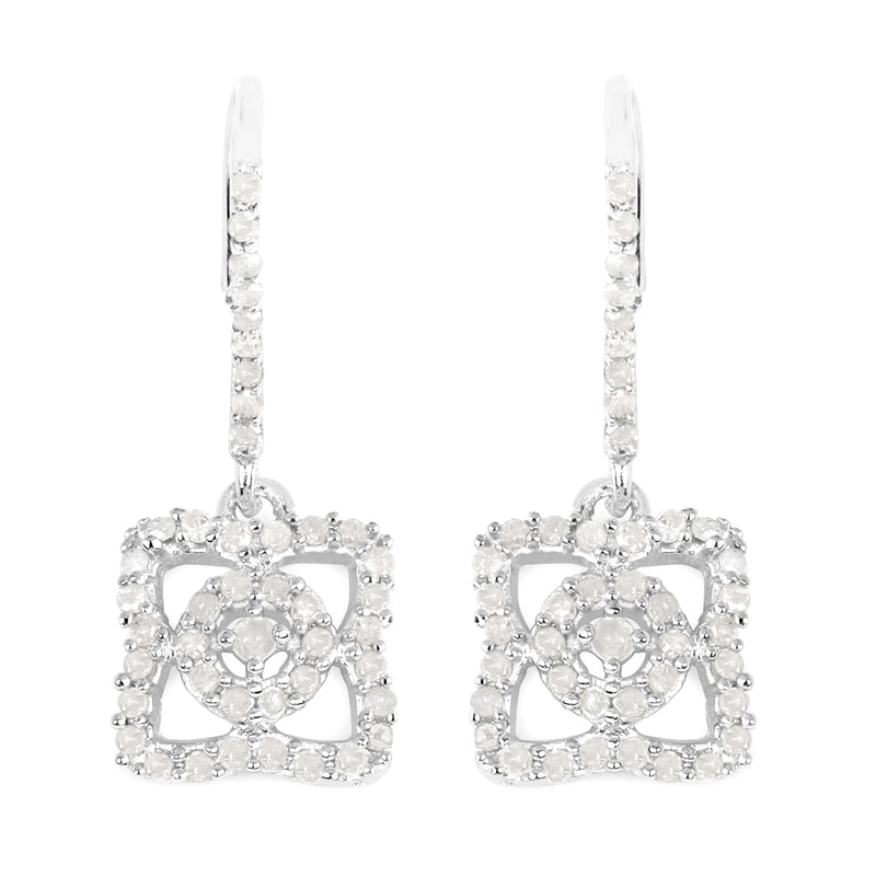 0.56 Carat Genuine White Diamond .925 Sterling Silver Earrings