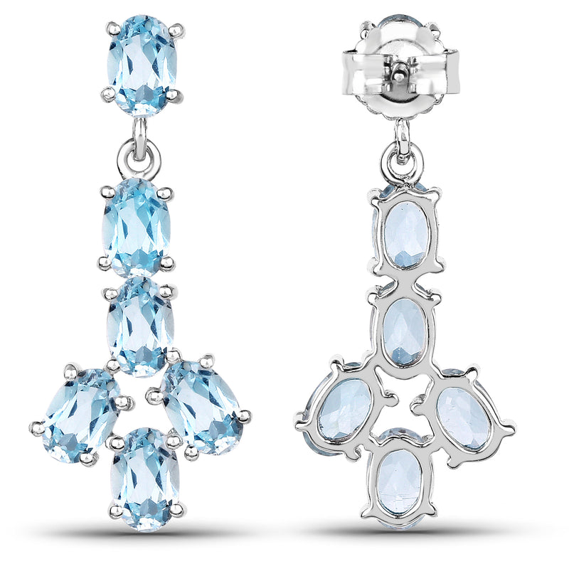 6.12 Carat Genuine Blue Topaz .925 Sterling Silver Earrings