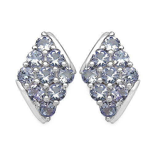 1.66 Carat Genuine Tanzanite .925 Sterling Silver Earrings