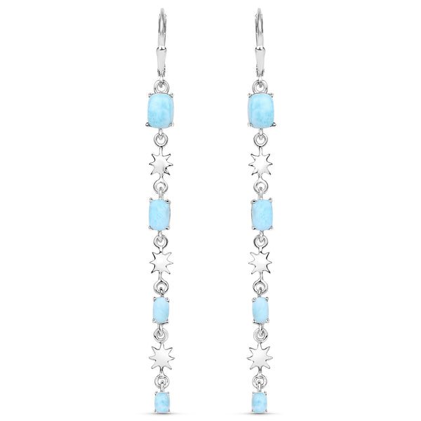 4.30 Carat Genuine Larimar .925 Sterling Silver Earrings