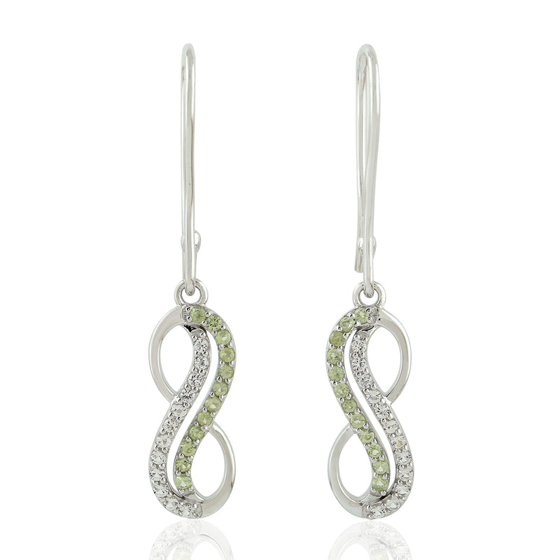 0.5ct Green Peridot & Topaz Dangle Earrings 925 Sterling Silver Jewelry