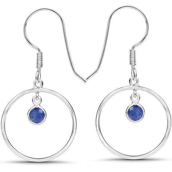 0.80 Carat Genuine Blue Sapphire .925 Sterling Silver Earrings