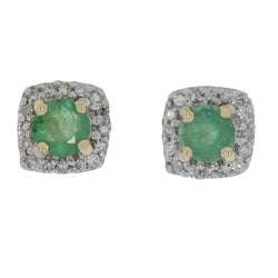 .62ct Emerald Diamond Stud Earrings 14KT Yellow Gold