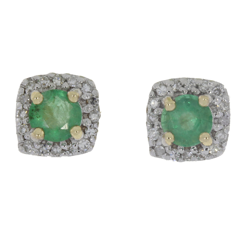 .62ct Emerald Diamond Stud Earrings 14KT Yellow Gold