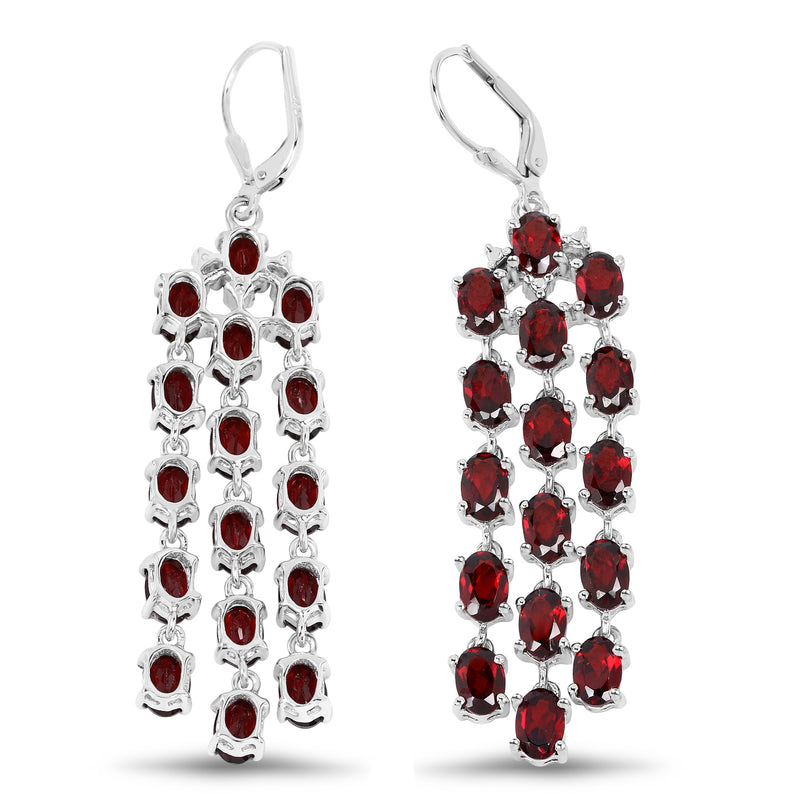 16.32 Carat Genuine Garnet .925 Sterling Silver Earrings