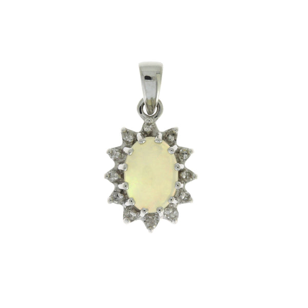 .06ct Opal Diamond Fashion Pendants 10KT White Gold