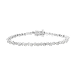 .925 Sterling Silver 1.0 cttw Miracle-Set Diamond "U" Link Bracelet(I-J Color, I3 Clarity) -7.25"