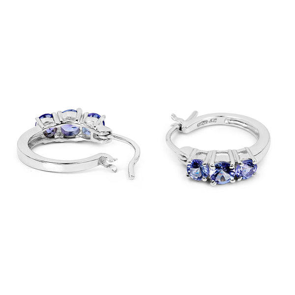 1.58 Carat Genuine Tanzanite .925 Sterling Silver Earrings