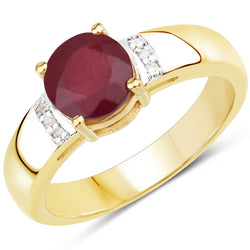 1.68 Carat Glass Filled Ruby and White Topaz .925 Sterling Silver Ring