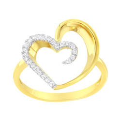 10KT Yellow Gold 1/10 cttw Diamond Heart Shape Ring (K-L, I1-I2) - Size 7