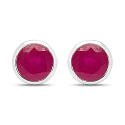 2.00 Carat Glass Filled Ruby .925 Sterling Silver Earrings