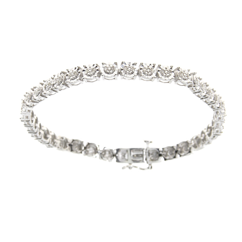 Genuine .30ct Diamond Tennis Bracelet Sterling Silver