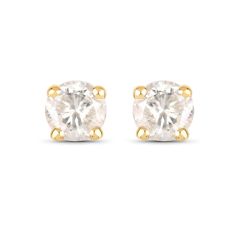 0.18 Carat Genuine LC Diamond 14K Yellow Gold Earrings