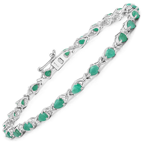 3.36 Carat Genuine Emerald .925 Sterling Silver Bracelet