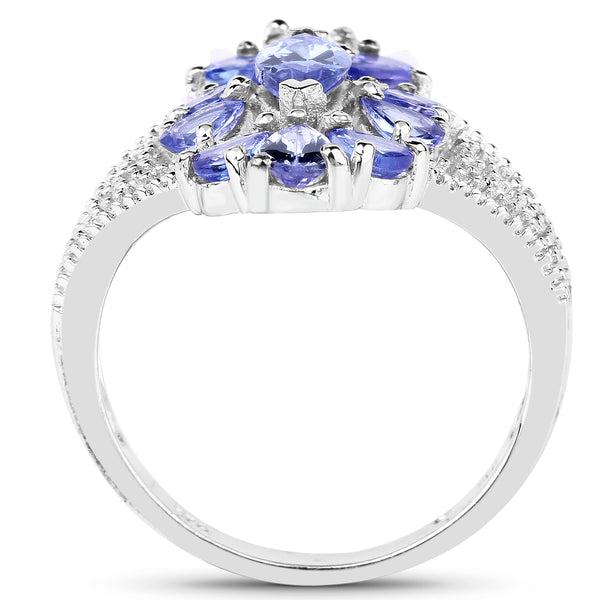 2.07 Carat Genuine Tanzanite .925 Sterling Silver Ring