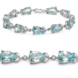 20.90 Carat Genuine Blue Topaz .925 Sterling Silver Bracelet