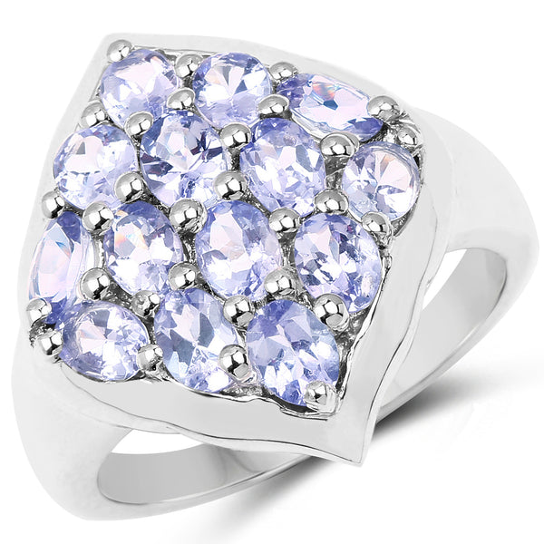 2.38 Carat Genuine Tanzanite .925 Sterling Silver Ring