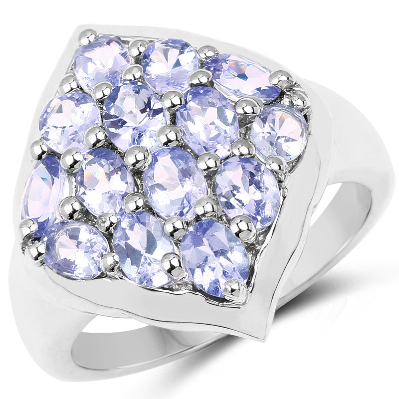 2.38 Carat Genuine Tanzanite .925 Sterling Silver Ring
