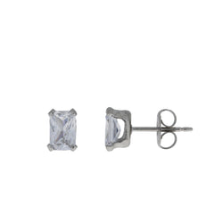 Genuine Cubic Zirconium Stud Earrings Sterling Silver