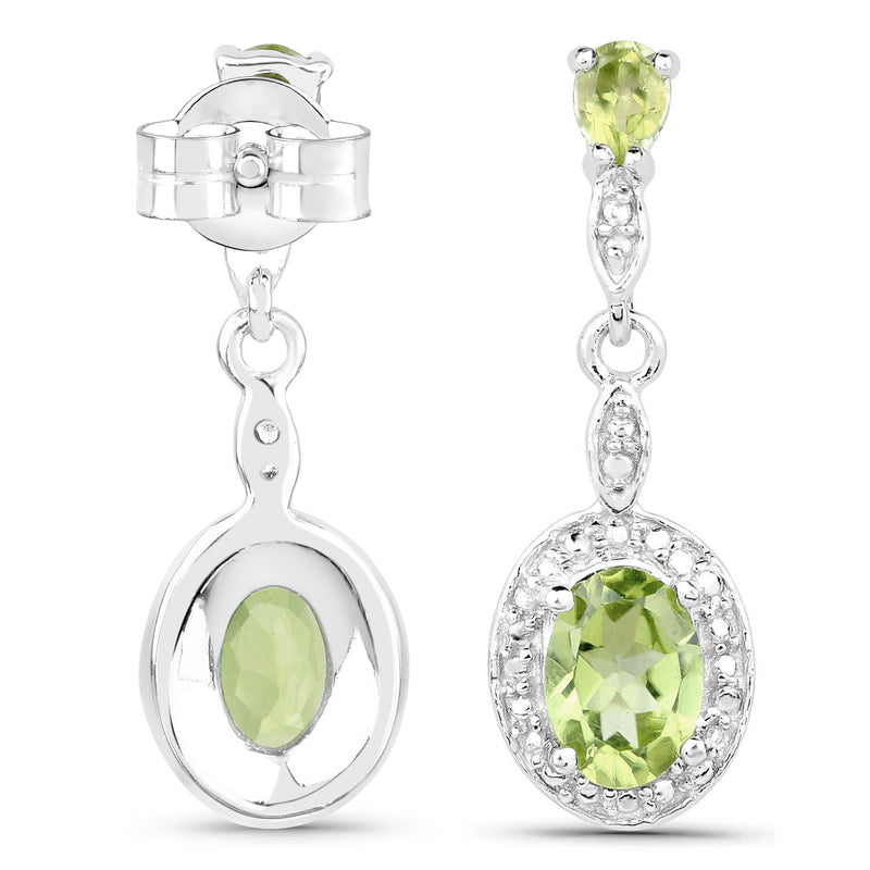 1.98 Carat Genuine Peridot .925 Sterling Silver Earrings