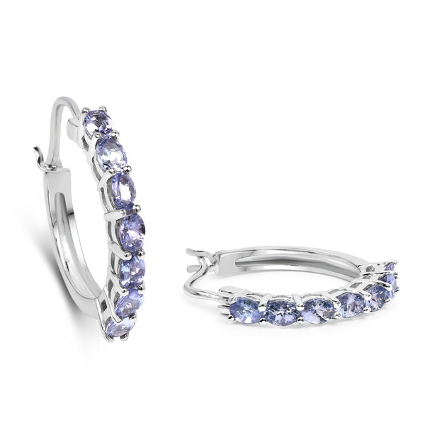 2.38 Carat Genuine Tanzanite .925 Sterling Silver Earrings