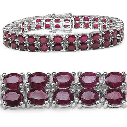 35.20 Carat Genuine Glass Filled Ruby .925 Sterling Silver Bracelet