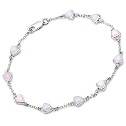 2.40 Carat Genuine Pink Opal .925 Sterling Silver Bracelet