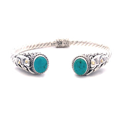 Turquoise Bangle Bracelet Sterling Silver 18KT Gold