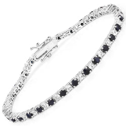 6.38 Carat Genuine Black Sapphire & White Topaz .925 Sterling Silver Bracelet