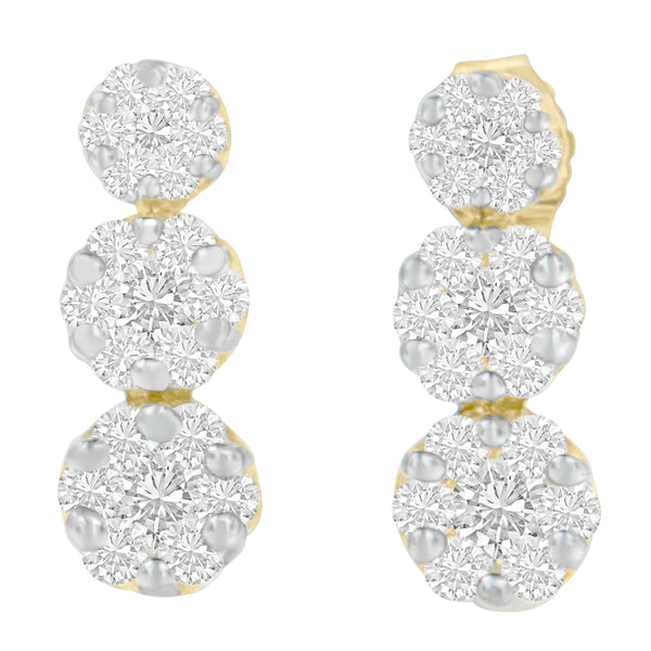 14K Yellow Gold 1 cttw Diamond Stud Earring (H-I, I1-I2)