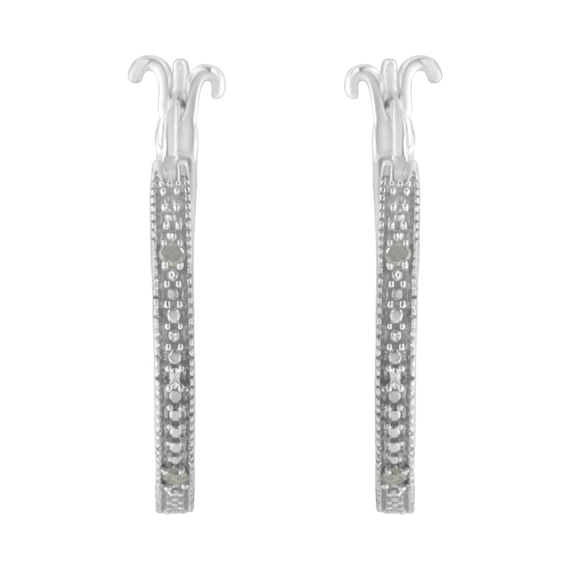 .925 Sterling Silver Miracle-Set Diamond Pave Style Hoop Earrings (I-J Color, I3 Clarity)