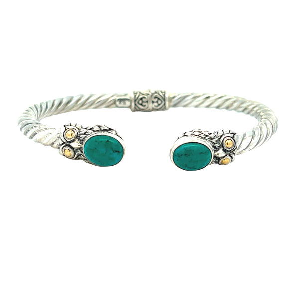 Turquoise Cuff Bracelet Sterling Silver 18KT Gold