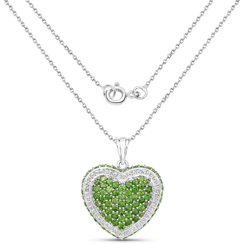 4.62 Carat Genuine Chrome Diopside .925 Sterling Silver Pendant