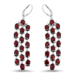 16.32 Carat Genuine Garnet .925 Sterling Silver Earrings