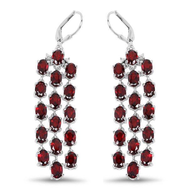 16.32 Carat Genuine Garnet .925 Sterling Silver Earrings