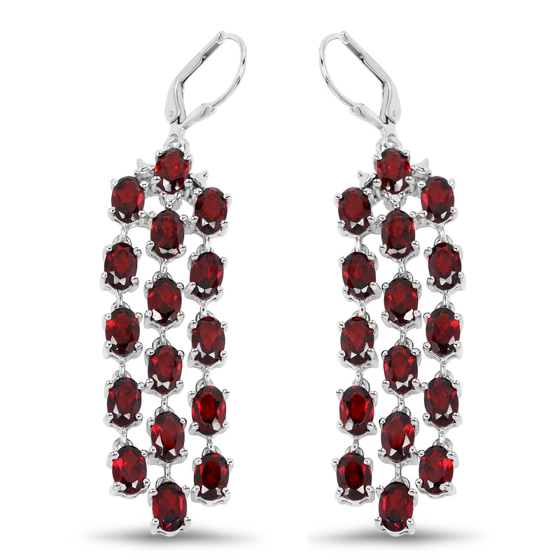 16.32 Carat Genuine Garnet .925 Sterling Silver Earrings