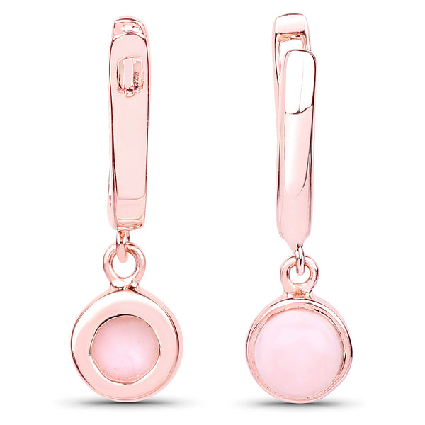 18K Rose Gold Plated 1.86 Carat Genuine Pink Opal .925 Sterling Silver Earrings