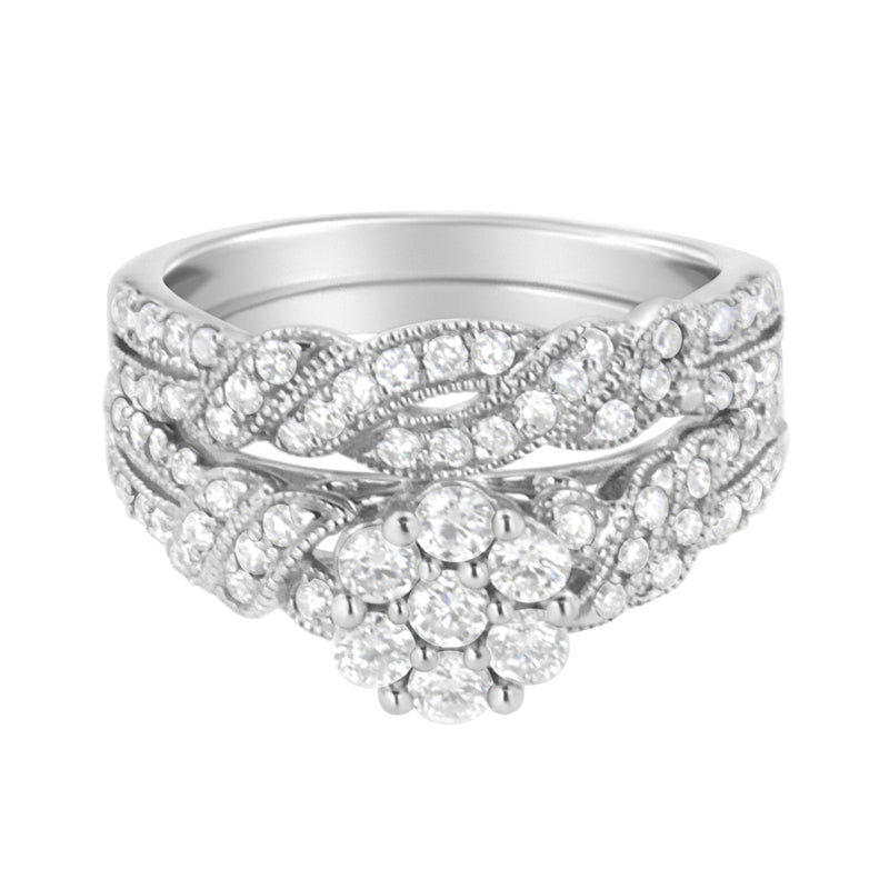 .925 Sterling Silver 1 cttw Lab-Grown Diamond Engagement Ring and Band Set (F-G Color, VS2-SI1 Clarity)