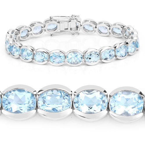 44.00 Carat Genuine Blue Topaz .925 Sterling Silver Bracelet