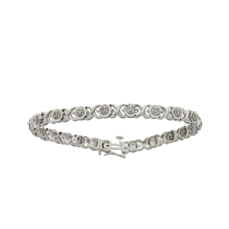 Natural .25ct Diamond Tennis Bracelet Sterling Silver