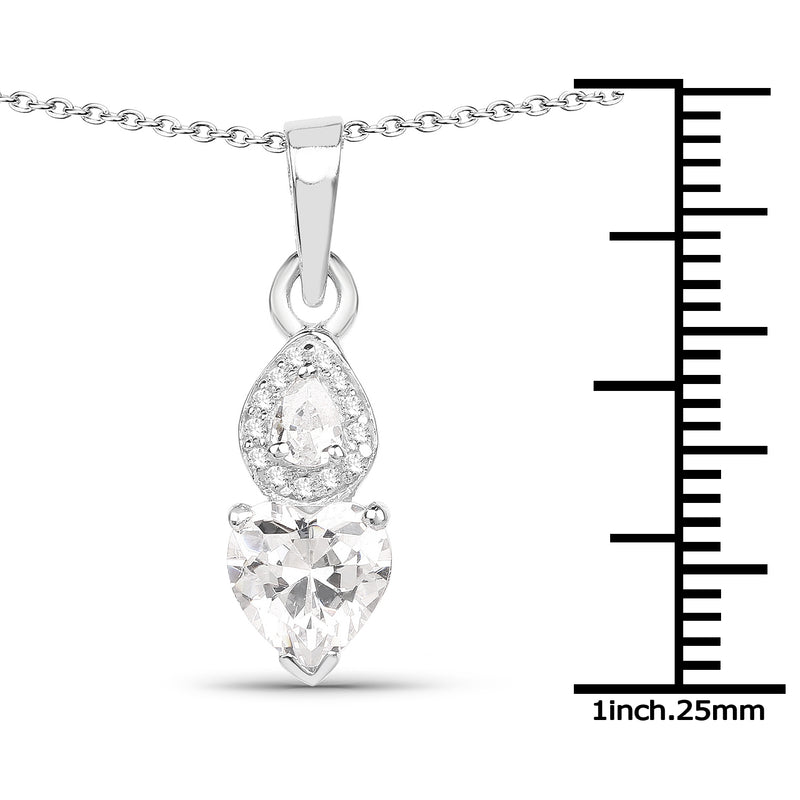 2.57 Carat Genuine White Cubic Zirconia .925 Sterling Silver Pendant